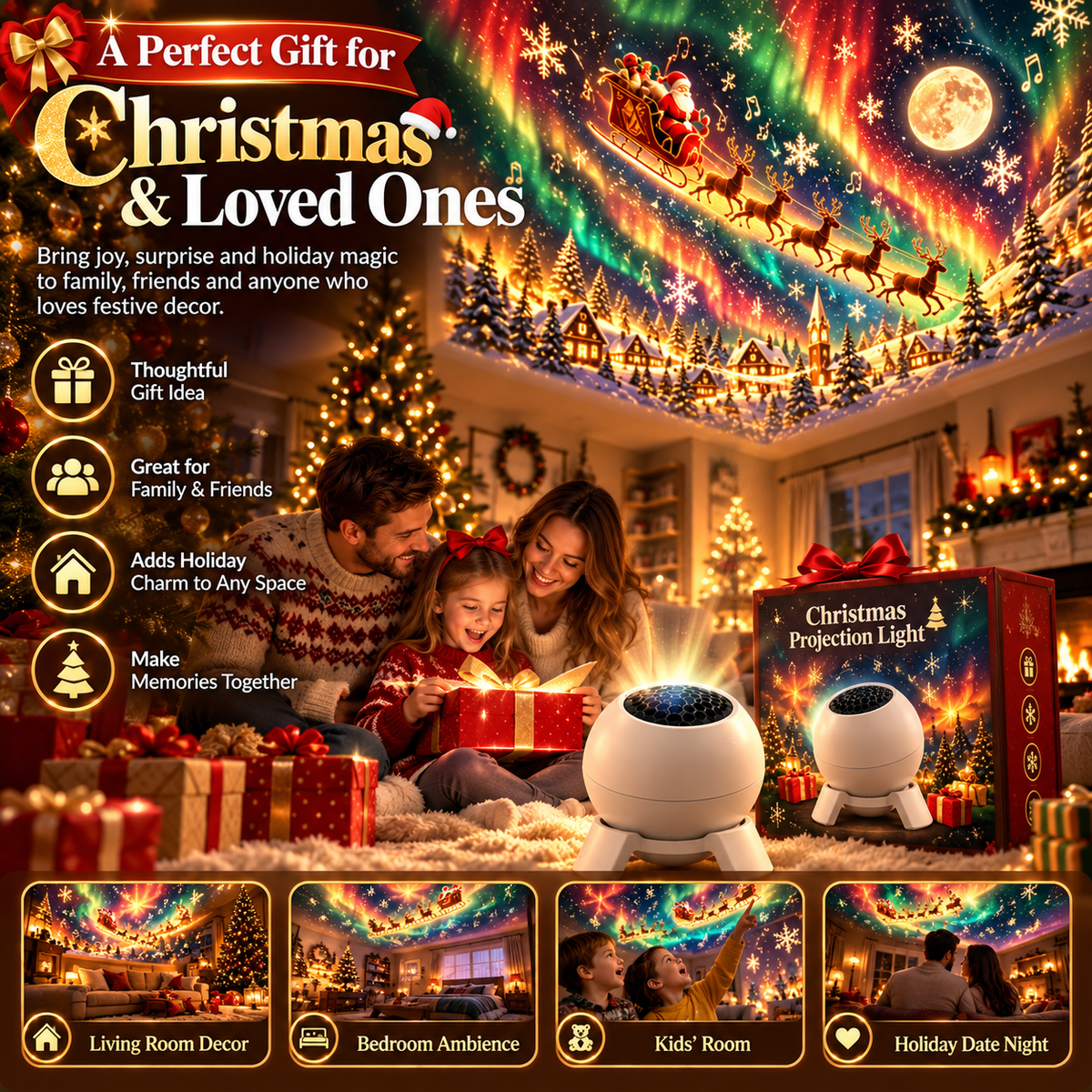 ๐ Magical Christmas Scene Projector โ Transform Your Room into a Holiday Wonderland โจ