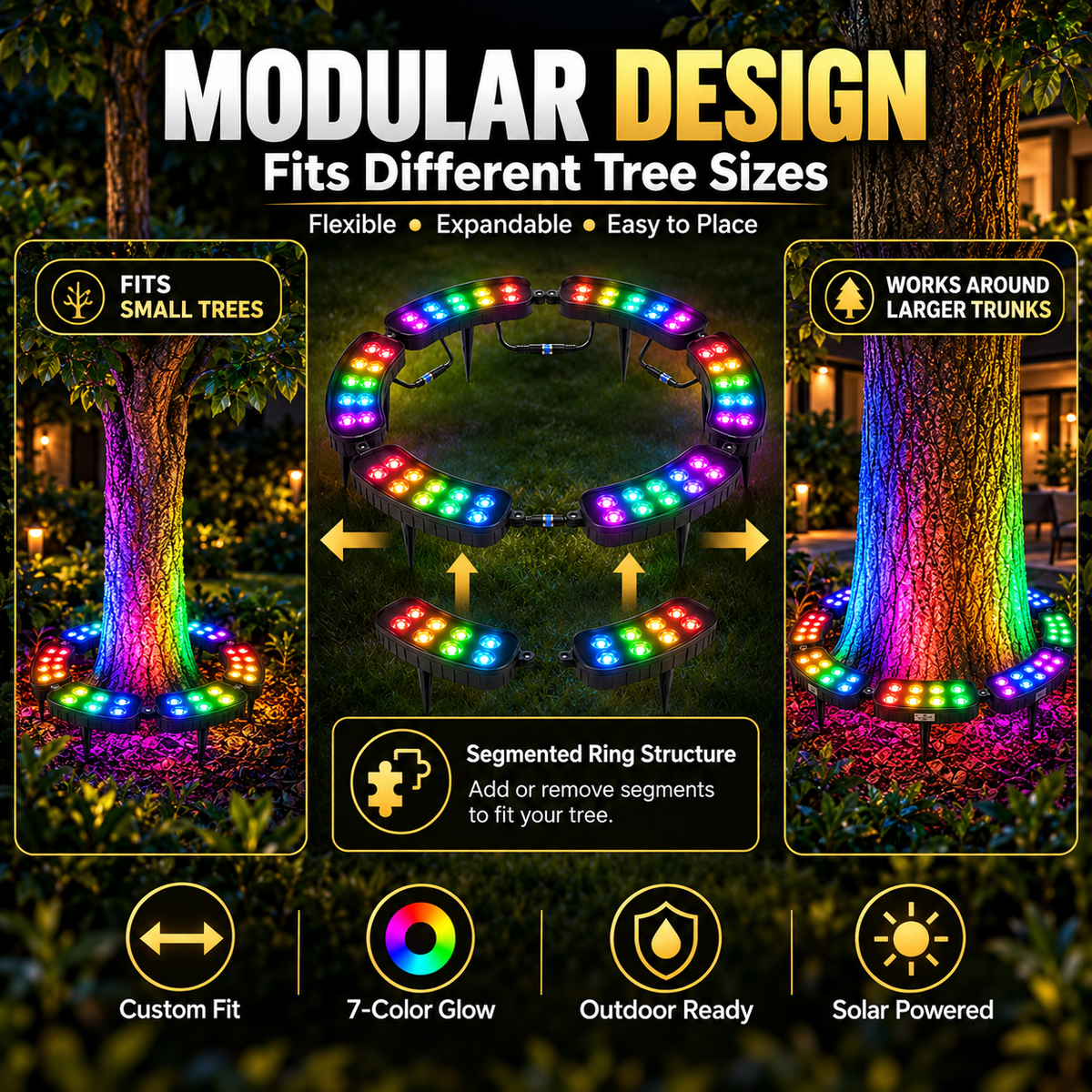 💜💙💚 One Tree. Endless Colors. 6-Pack - Solar RGB Landscape Ring Light