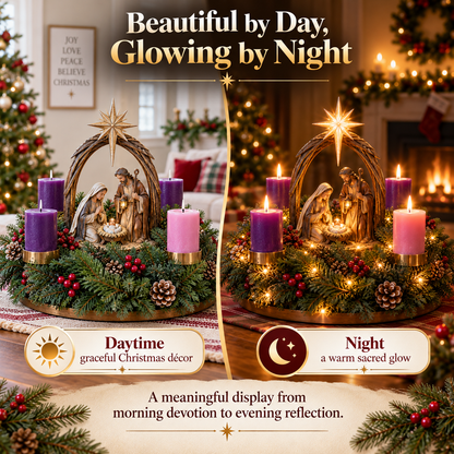 🕯️ Lighted Nativity Advent Wreath – A Sacred 4-Week Christmas Tradition✝️
