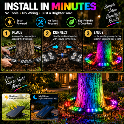 💜💙💚 One Tree. Endless Colors. 6-Pack - Solar RGB Landscape Ring Light